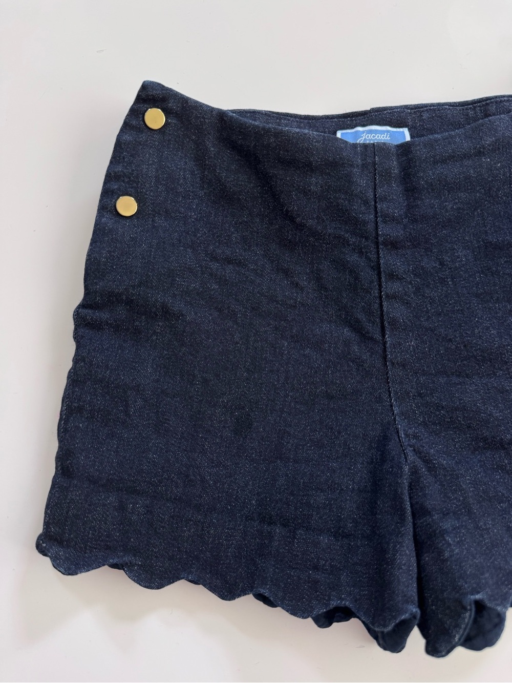 Jacadi Navy Scallop Hem Girls' Shorts with Gold Button Accents 🐚 - Picture 7 of 7